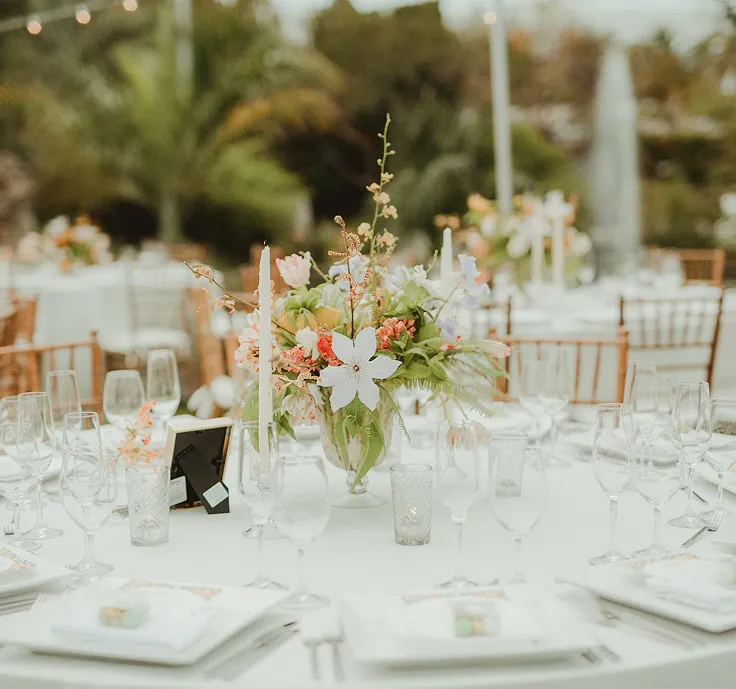Interior view of Miami Beach Botanical Garden with a bar, a dance floor, and a stage