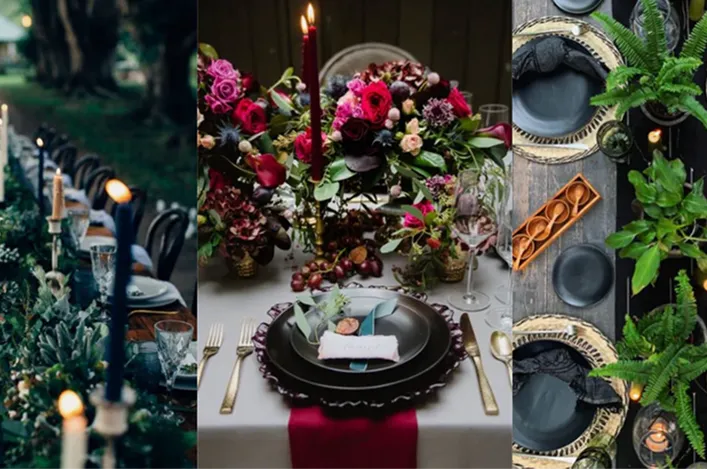 Dark themed tablescape